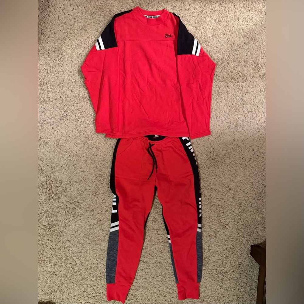 Victoria’s Secret PINK Matching Pink Crewneck and Sweatpants Set (Size S)